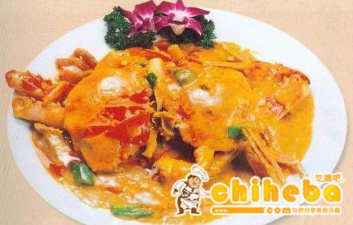 泰式咖喱红蟹 原料有花蟹 洋葱 鲜汤 料酒 咖喱